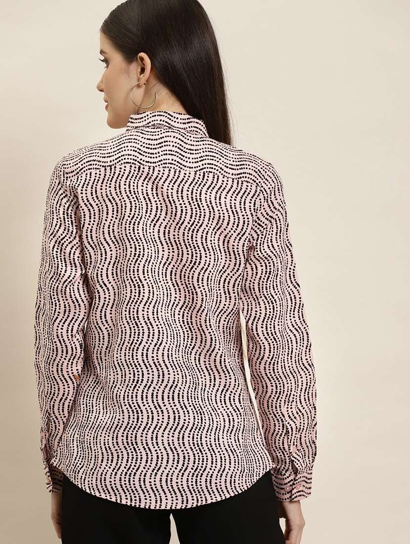 women printed collared long sleeve shirt - 22038539 -  Standard Image - 1