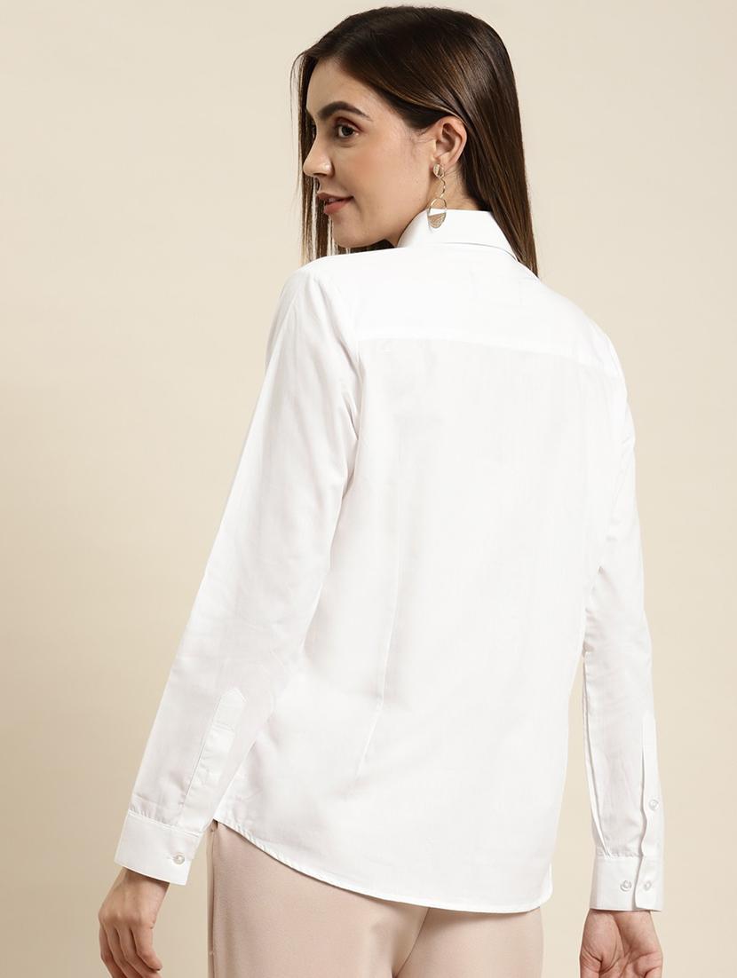 women solid collared long sleeve shirt - 22038562 -  Standard Image - 1
