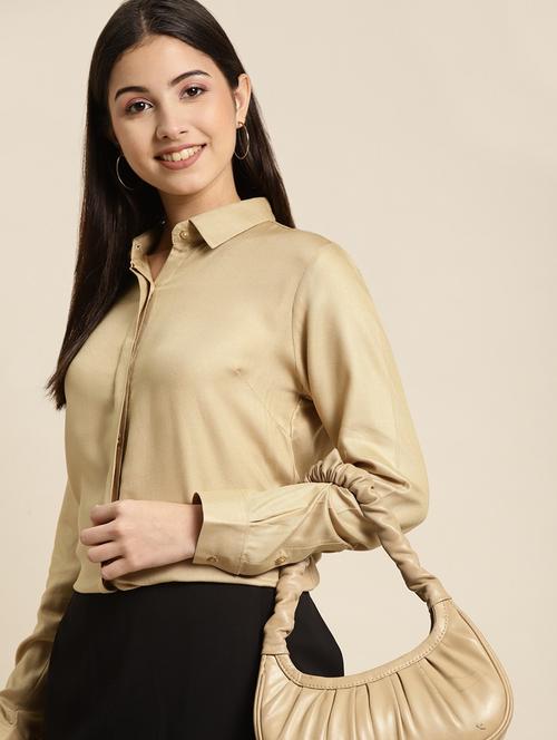 women solid collared long sleeve shirt - 22038570 - Standard Image - 0