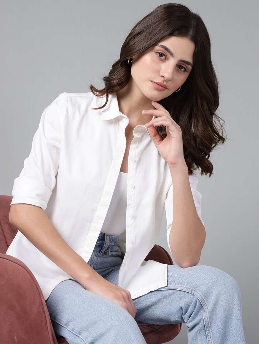 white cotton regular shirt