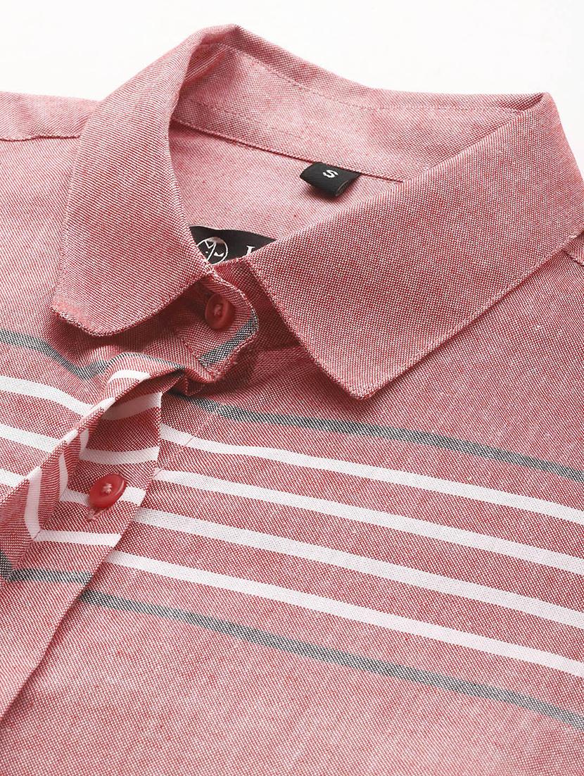 women striped collared long sleeve shirt - 22038588 - Standard Image - 4