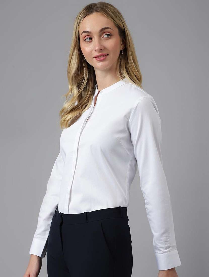 women solid long sleeves regular shirt - 22038596 - Standard Image - 1