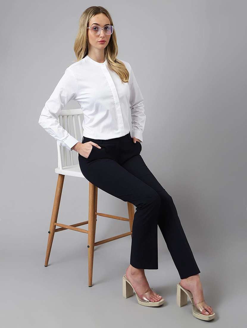 women solid long sleeves regular shirt - 22038596 - Standard Image - 4