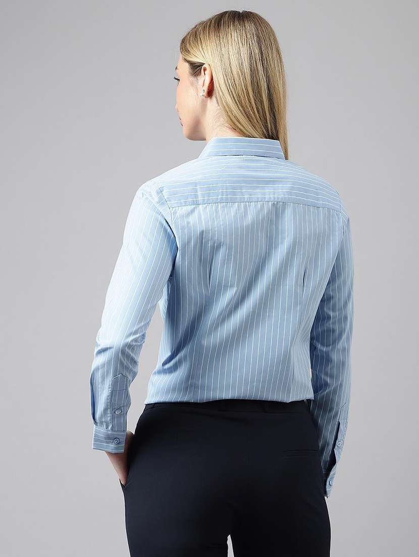 women solid collared long sleeve shirt - 22038600 -  Standard Image - 4