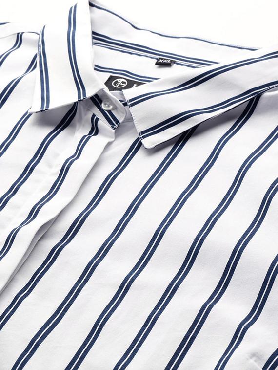 women striped collared long sleeves regular shirt - 22038605 - Standard Image - 4