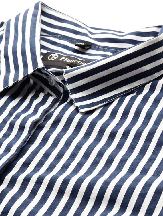 women striped collared long sleeves regular shirt - 22038608 -  Standard Image - 4