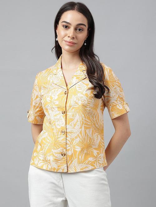 women lapel collared short sleeve regular fit shirt - 22038619 - Standard Image - 0