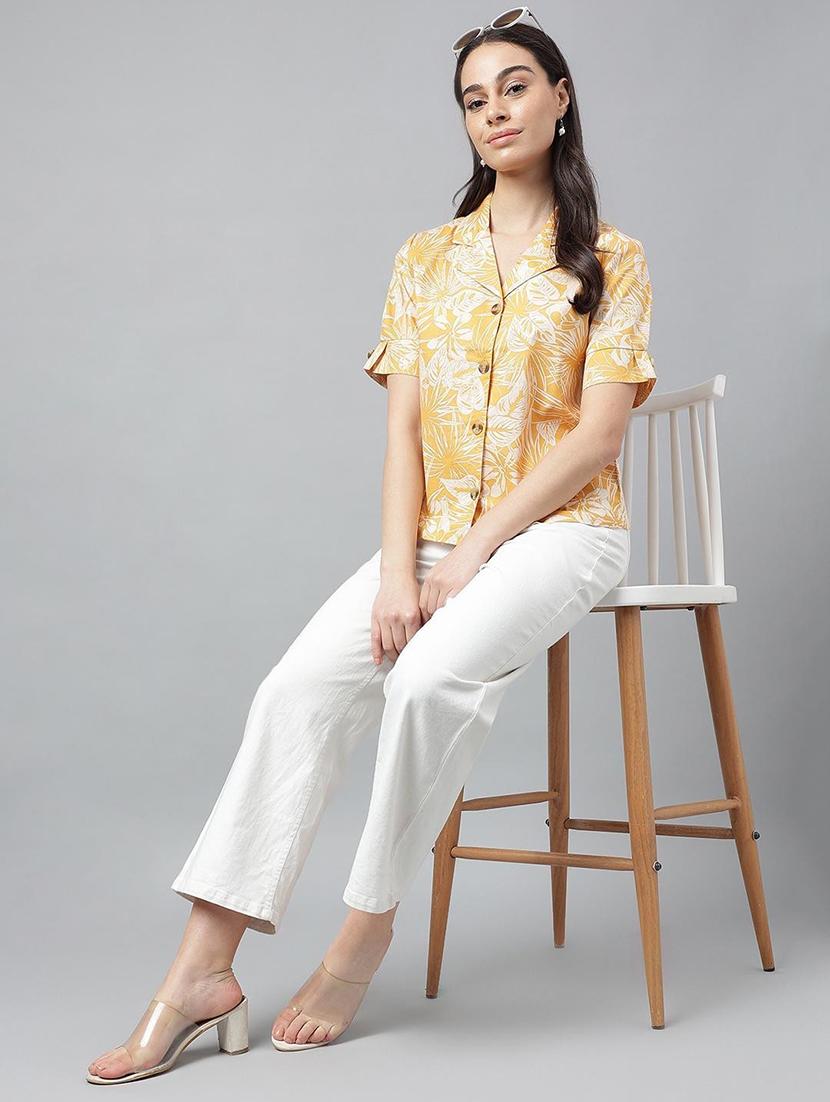 women lapel collared short sleeve regular fit shirt - 22038619 - Standard Image - 4