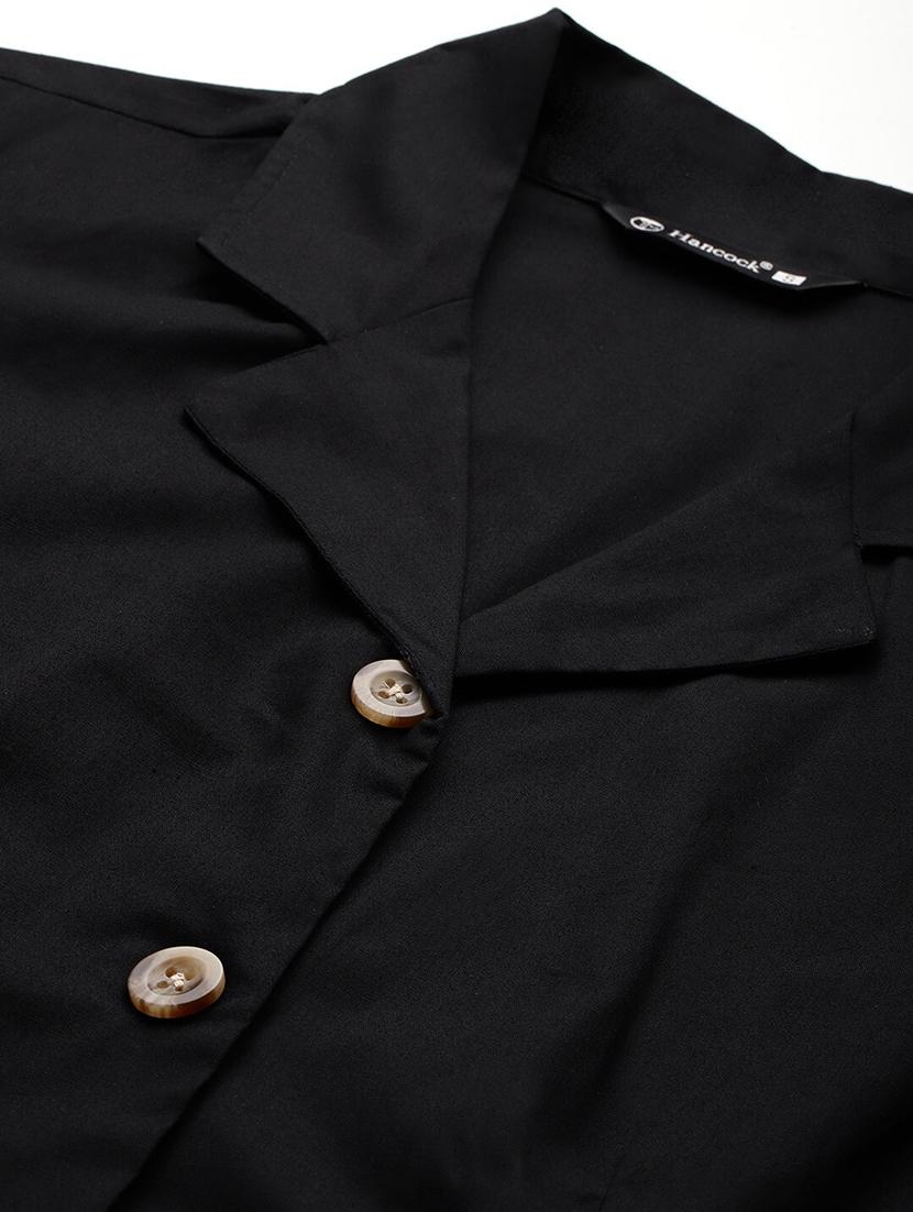 women solid lapel collar puff sleeve shirt - 22038634 - Standard Image - 4