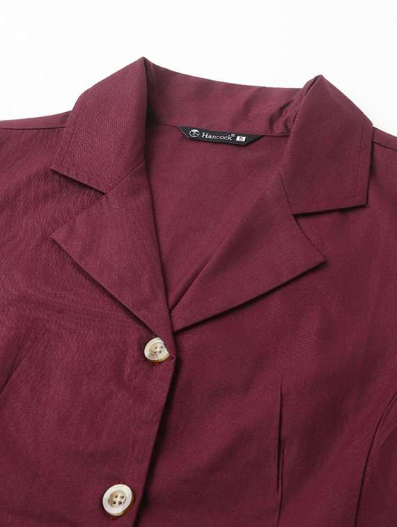 women solid lapel collar regular fit shirt - 22038635 -  Standard Image - 4