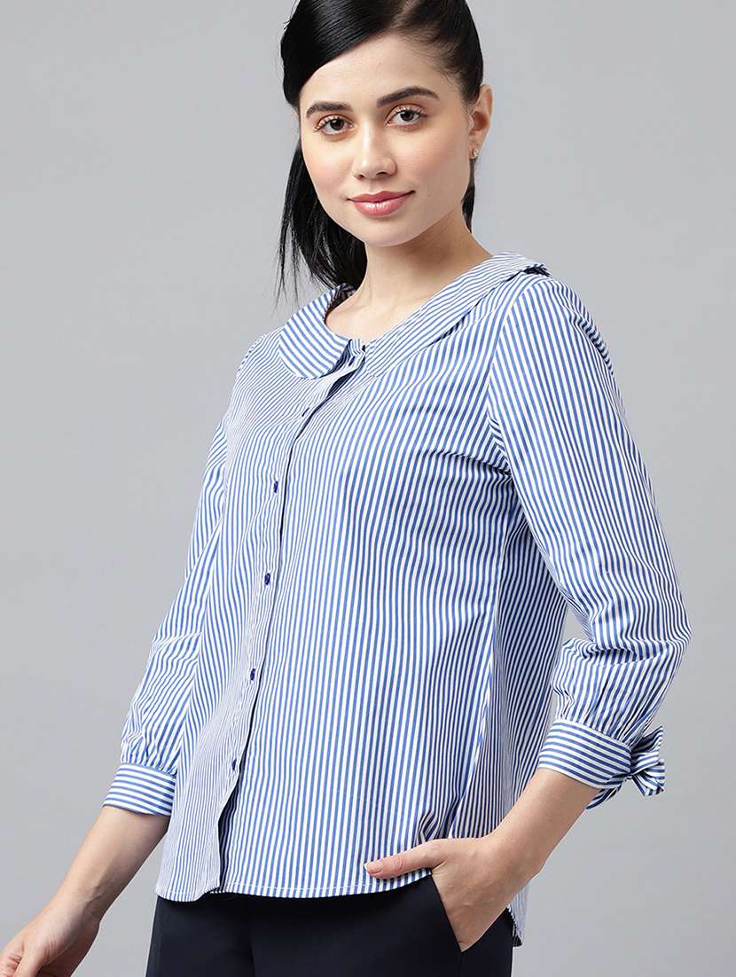 women striped peter pan collar shirt - 22038643 -  Zoom Image - 0