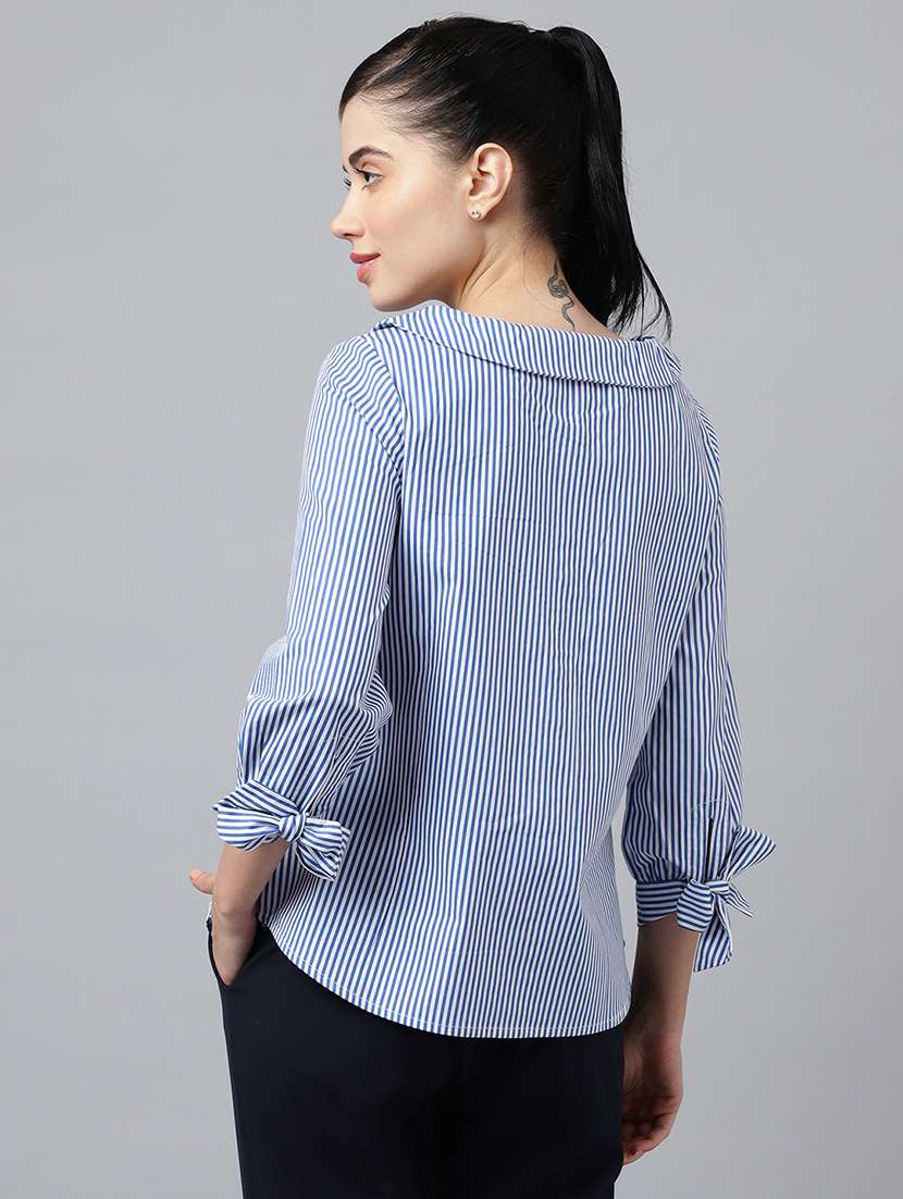 women striped peter pan collar shirt - 22038643 -  Standard Image - 1