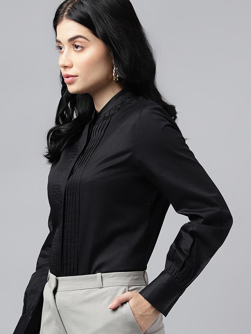 women mandarin collared long sleeve regular fit shirt - 22038644 - Standard Image - 1