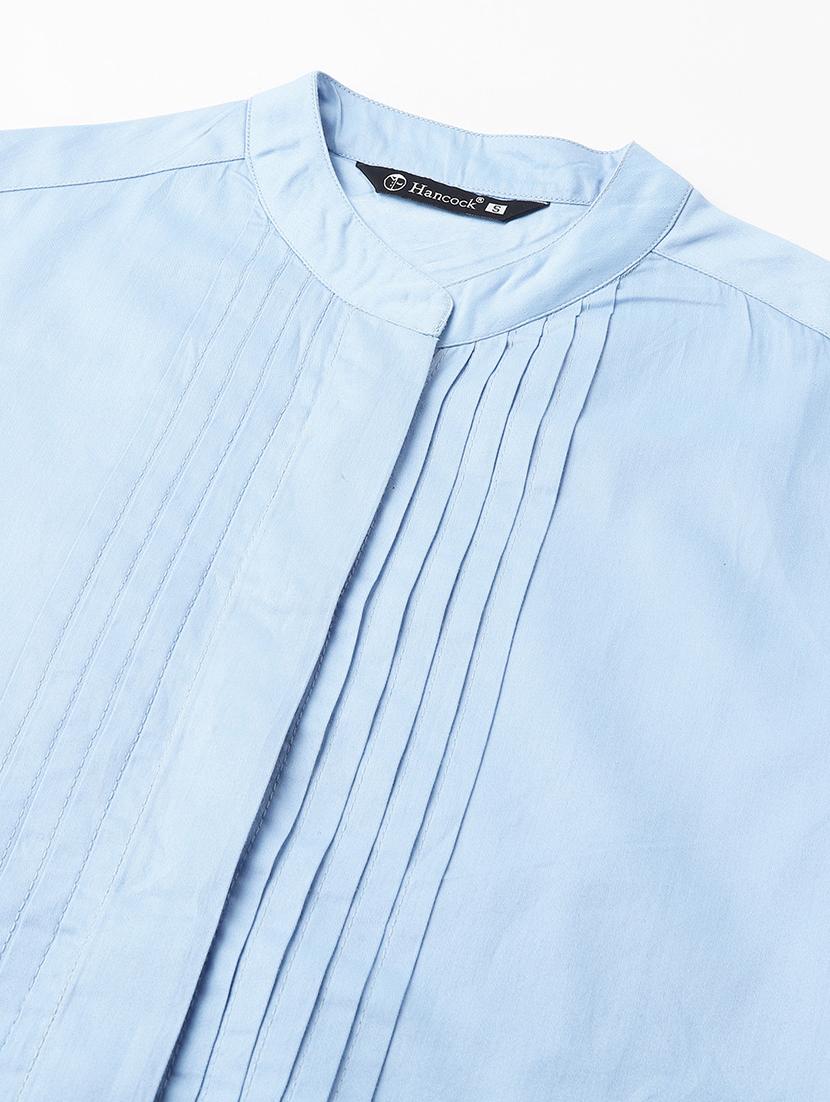 women solid mandarin collared long sleeve shirt - 22038645 - Standard Image - 4
