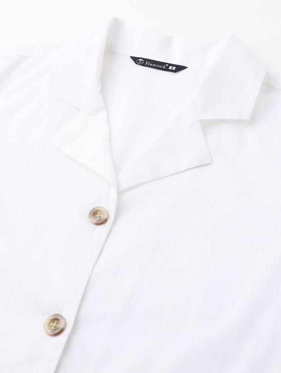 women solid lapel collar short sleeve shirt - 22038659 - Standard Image - 4