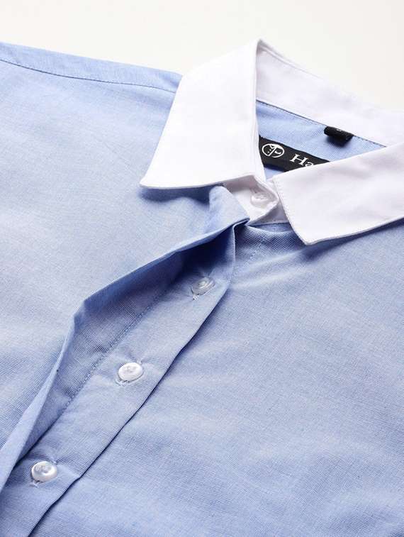 women solid collared long sleeve shirt - 22038692 -  Standard Image - 4