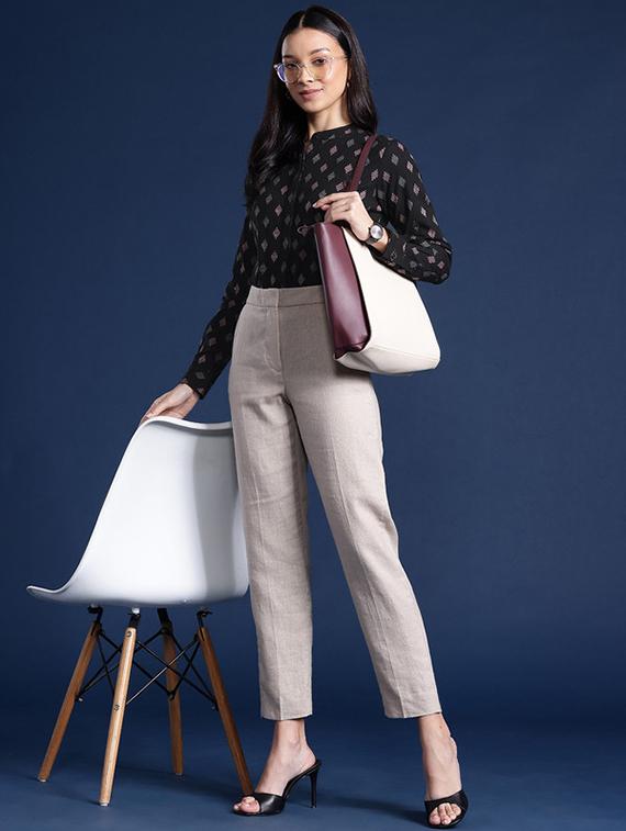 women printed mandarin collared long sleeves shirt - 22038698 - Standard Image - 4