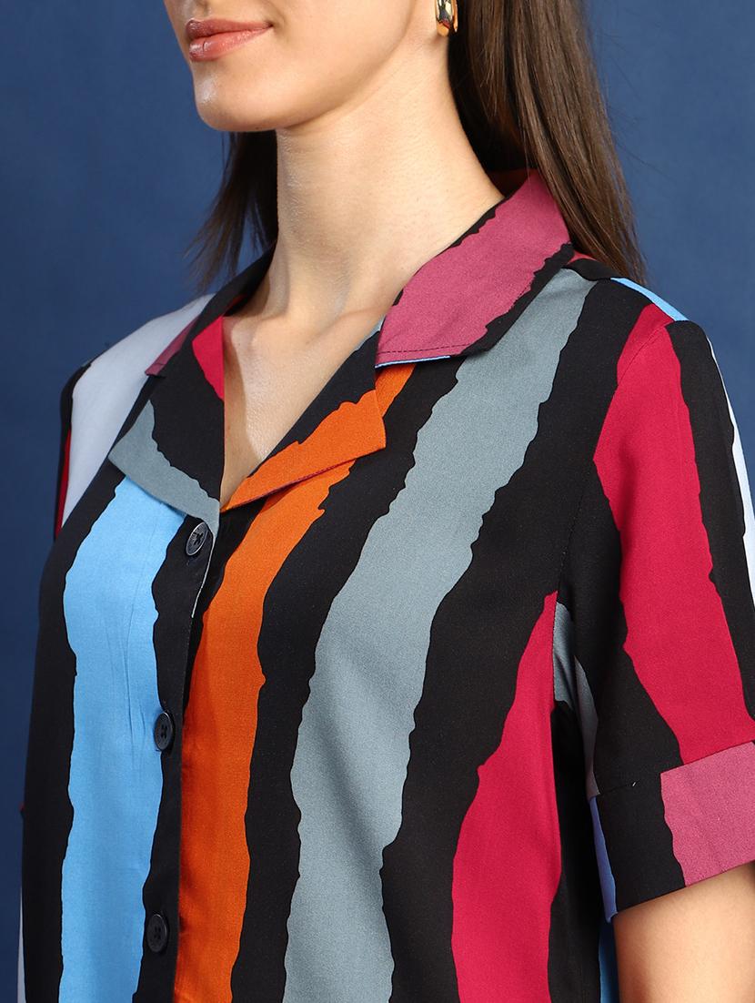 women printed lapel collar regular fit shirt - 22038732 - Standard Image - 4