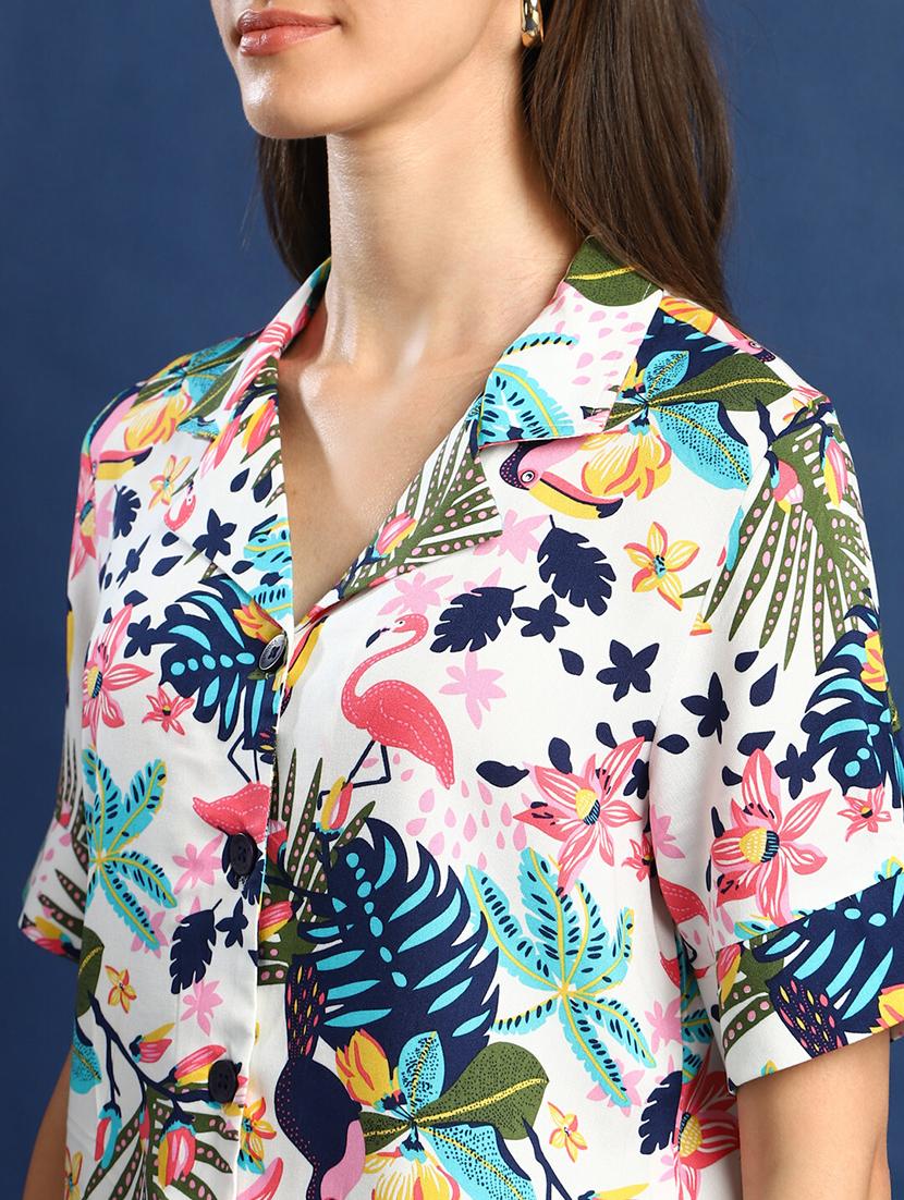 women printed lapel collar regular fit shirt - 22038733 - Standard Image - 4