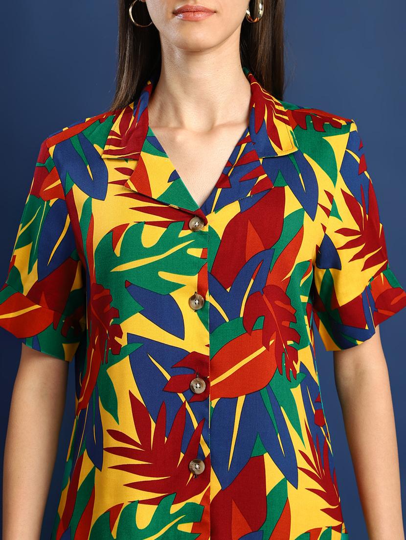 women printed lapel collar regular fit shirt - 22038734 - Standard Image - 4