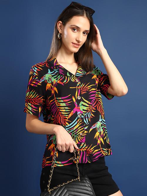 women printed collared short sleeves shirt - 22038736 -  Standard Image - 0