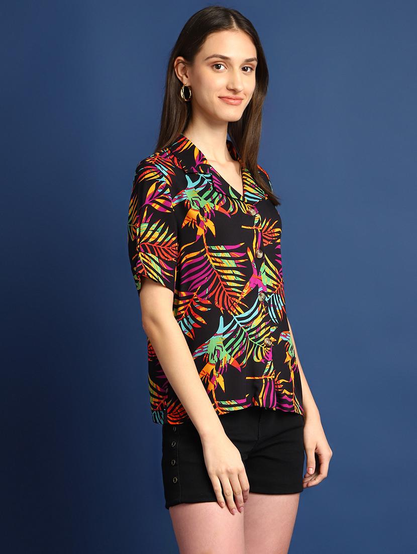 women printed collared short sleeves shirt - 22038736 -  Standard Image - 1
