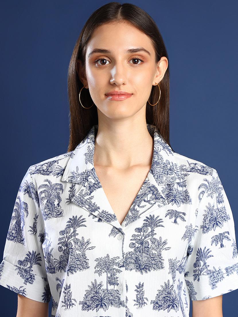 women printed collared short sleeves shirt - 22038739 - Standard Image - 4
