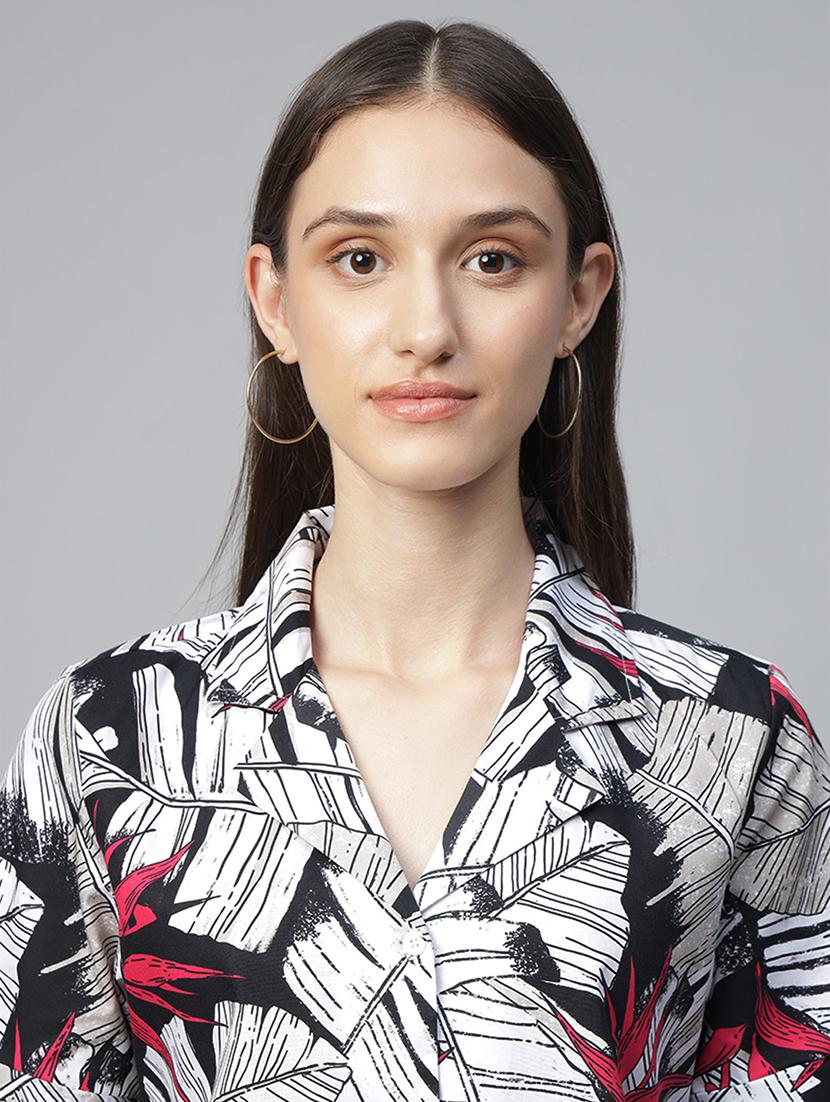 women printed lapel collar regular fit shirt - 22038740 - Standard Image - 4