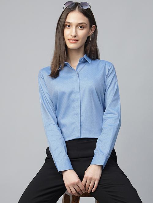 women self designed collared long sleeve shirt - 22038752 - Standard Image - 0