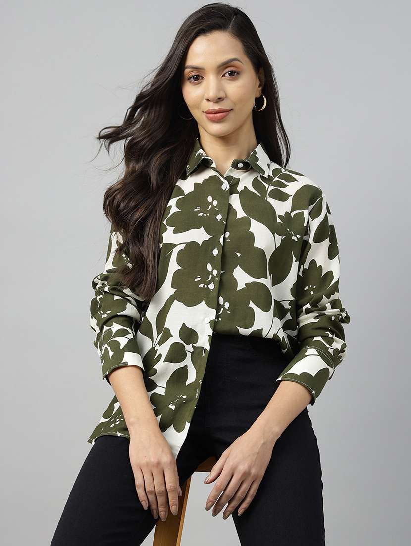 women collared long sleeve regular fit shirt