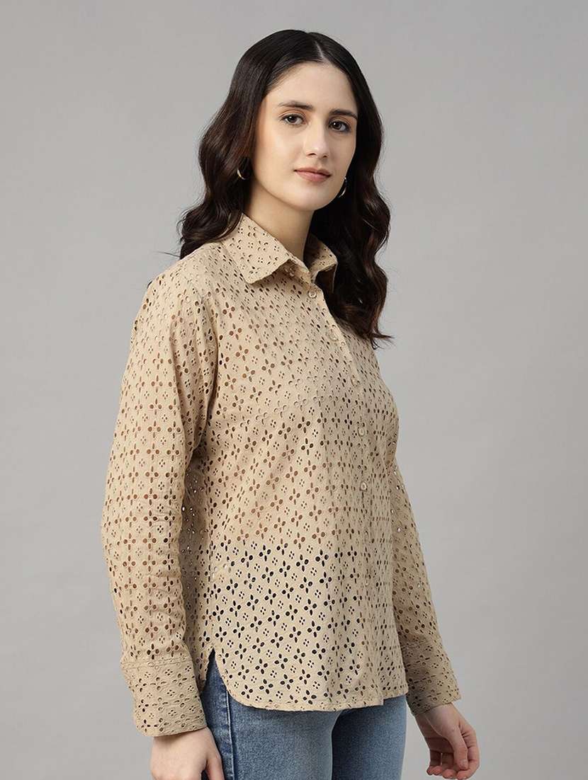 women collared long sleeve regular fit shirt - 22038764 - Standard Image - 1