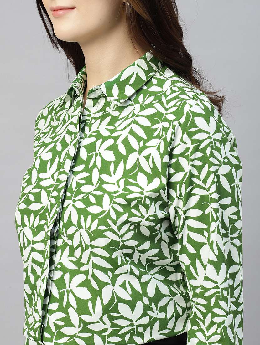 women printed collared long sleeves shirt - 22038780 -  Standard Image - 4