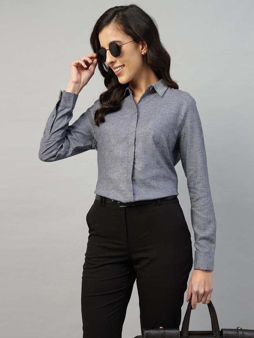 women collared long sleeve regular fit shirt - 22038784 - Standard Image - 1