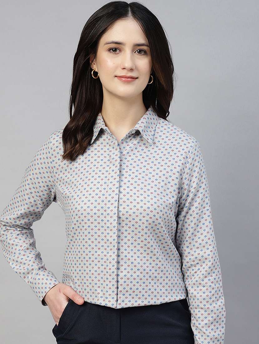 women collared long sleeve regular fit shirt