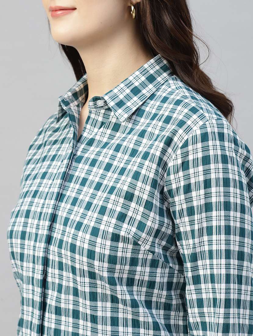 women checkered collared long sleeves shirt - 22038788 - Standard Image - 4