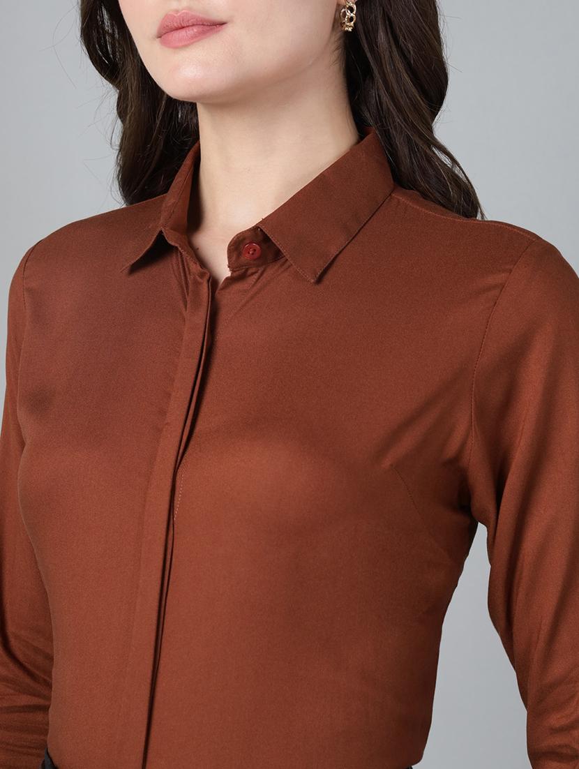 brown cotton regular shirt - 22038804 - Standard Image - 4