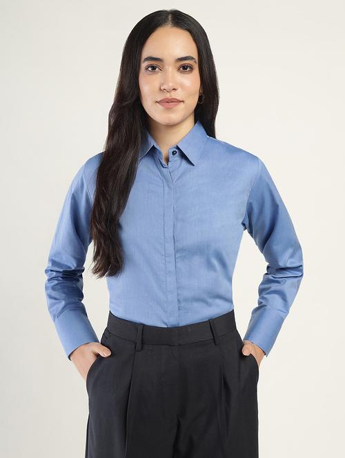 women collared long sleeve regular fit shirt - 22038810 - Standard Image - 0