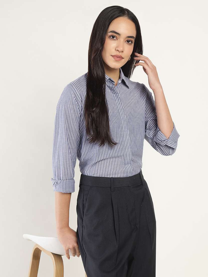 women collared long sleeve regular fit shirt