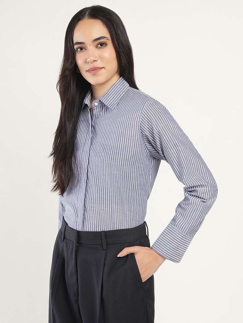 women collared long sleeve regular fit shirt - 22038812 -  Standard Image - 1