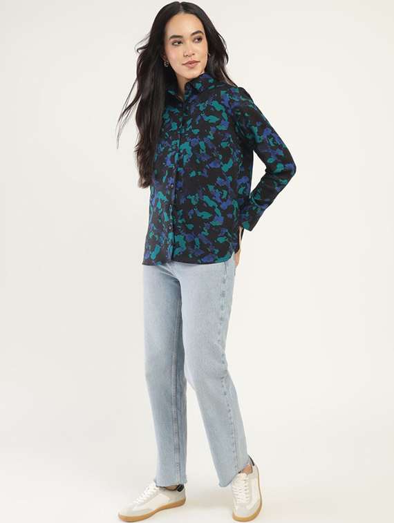 women printed collared long sleeves shirt - 22038813 - Standard Image - 4