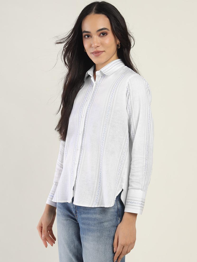 women collared long sleeve regular fit shirt - 22038820 - Standard Image - 1