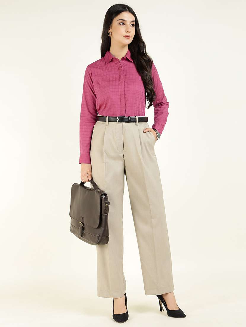 women checkered collared long sleeves shirt - 22038827 -  Standard Image - 4