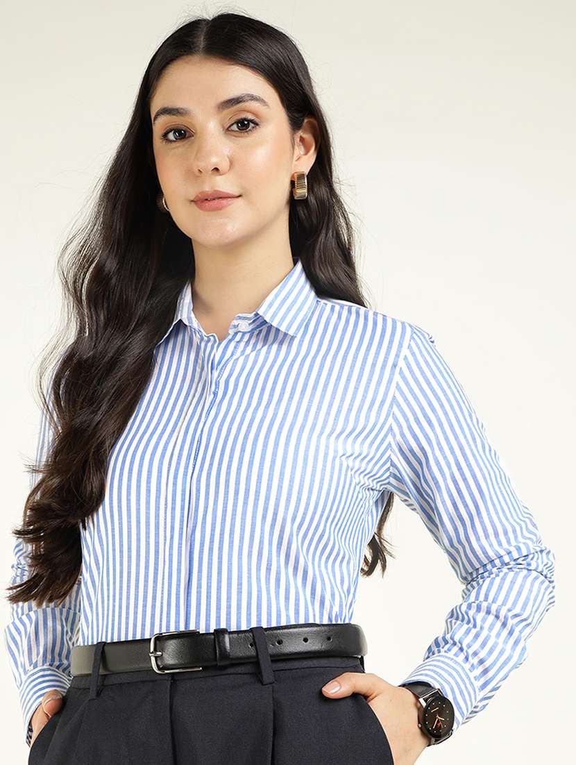 women collared long sleeve regular fit shirt