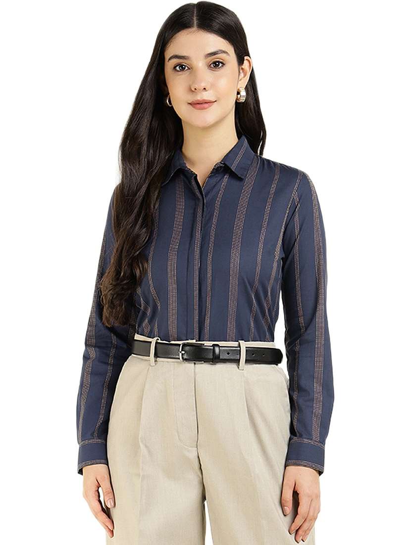 women collared long sleeve regular fit shirt