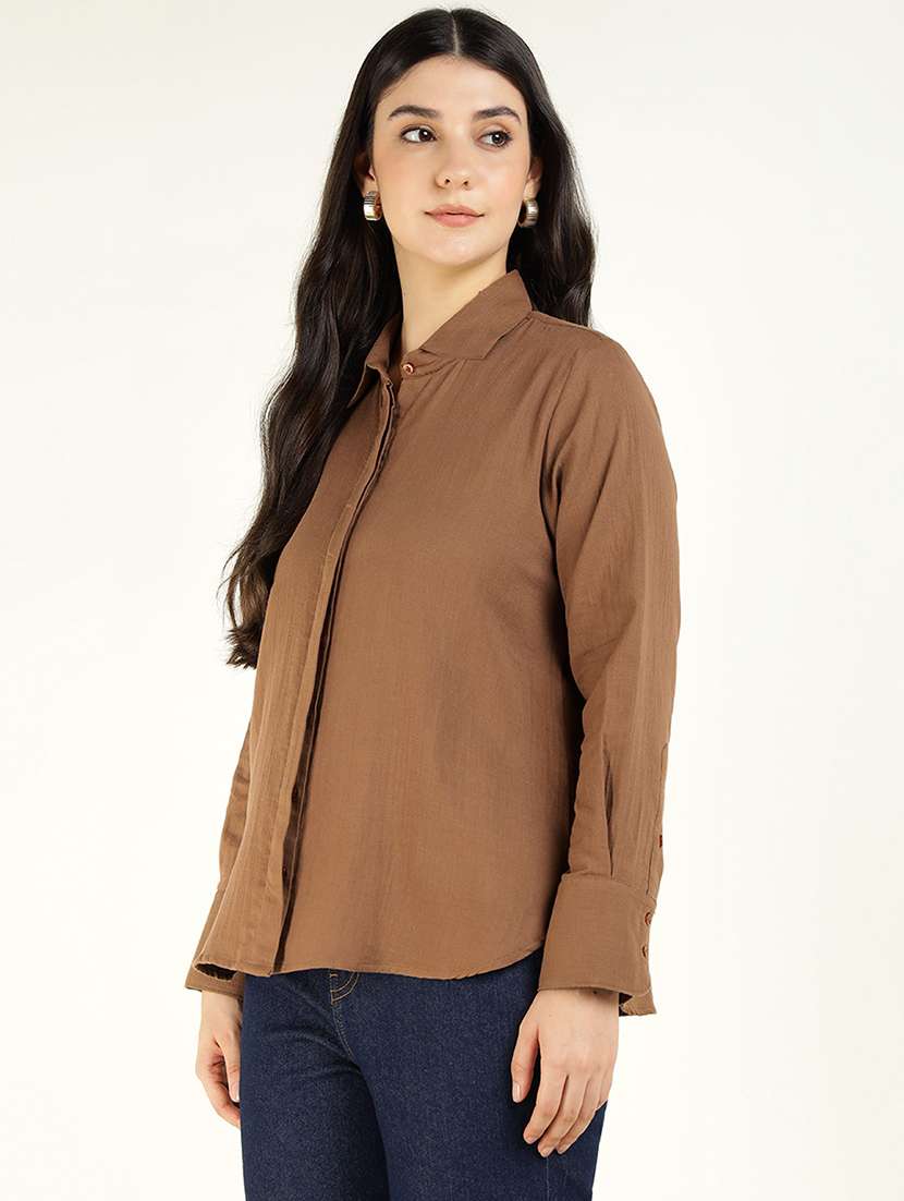 women collared long sleeve regular fit shirt - 22038835 -  Standard Image - 1