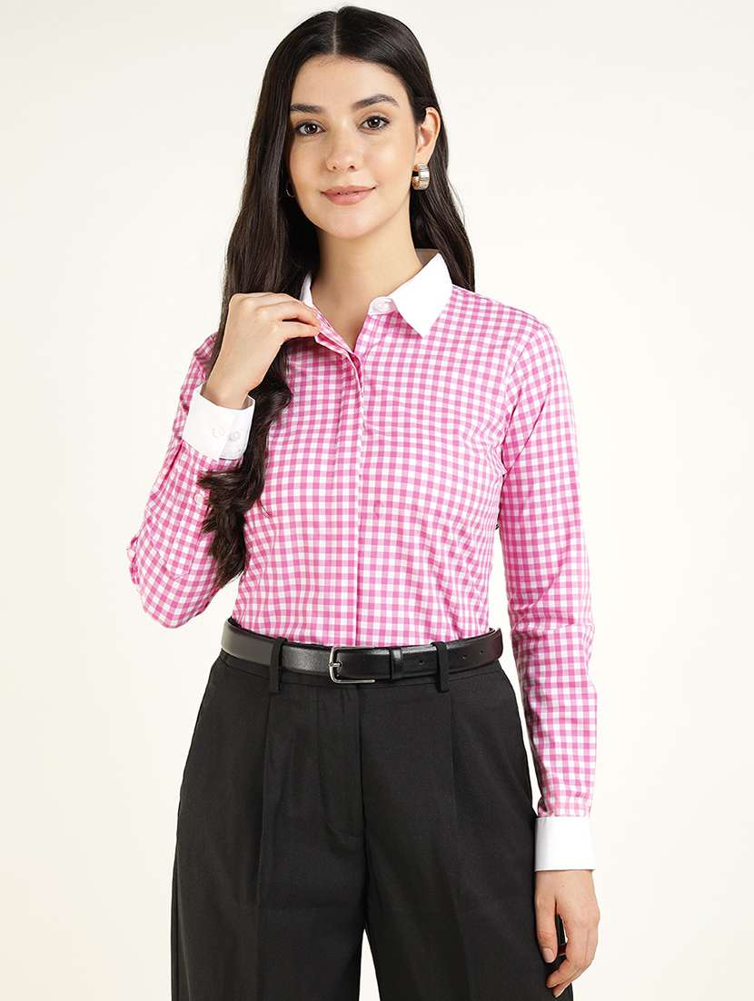 women collared long sleeve regular fit shirt