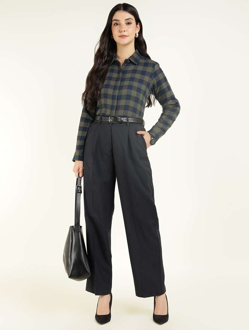 women checkered collared long sleeves shirt - 22038839 -  Standard Image - 4