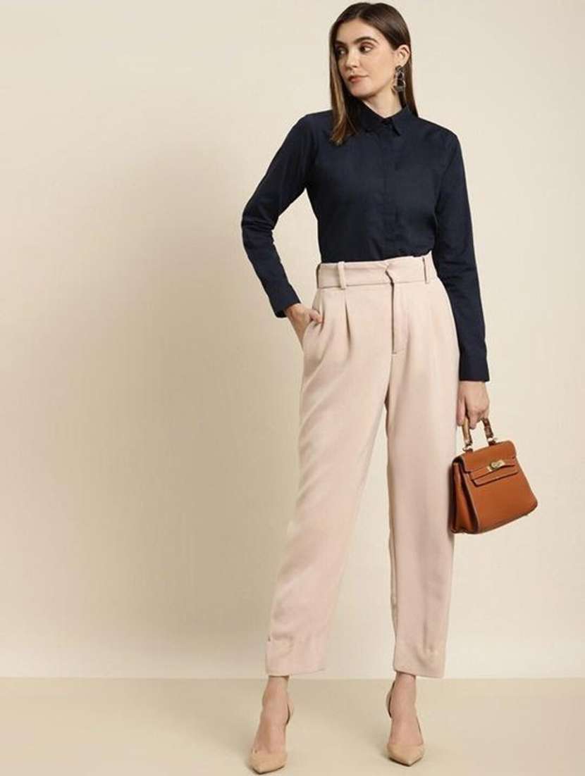 women solid collared long sleeve shirt - 22038853 -  Standard Image - 4