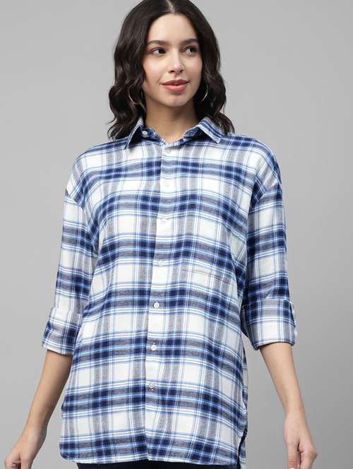 women checkered collared long sleeve shirt - 22038866 - Standard Image - 0