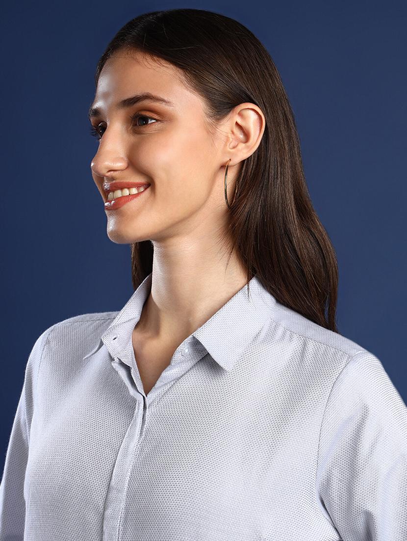 women solid collared long sleeve shirt - 22038872 - Standard Image - 4